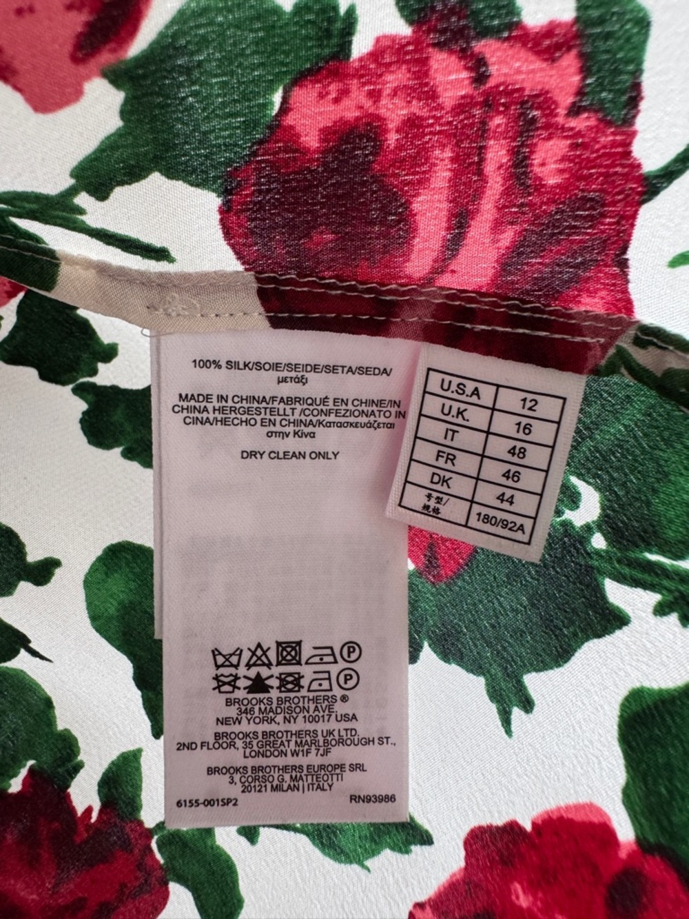 Brooks Brothers Silk White Rose-Print Blouse - Size Large (12) - Picture 3 of 4